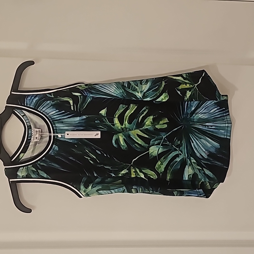Women’s Tropical Print Tank Top - Black & Green